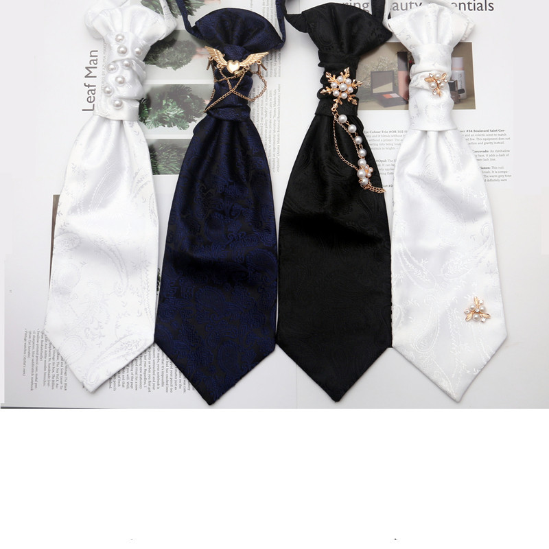 Men's White Wrinkled Pearl Tie, Business Dinner, New Groom's Suit, British Style Hong Kong Knot Tie Men's White Wrinkled Pearl Tie, Business Dinner, New Groom's Suit, British Style Hong Kong Knot Tie