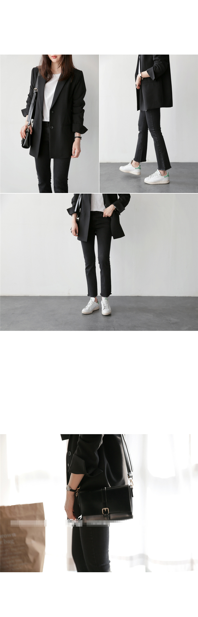 Mùa thu đông 2018 phiên bản Hàn Quốc mới của bộ đồ rộng giản dị Slim Anh nhỏ dài màu đen nhỏ áo khoác nữ cao cấp