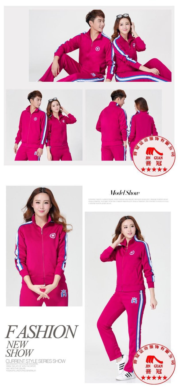 Jinguan cặp vợ chồng mới phù hợp với thể thao trung niên chạy thể dục nhịp điệu nam dài tay và phụ nữ quần áo cỡ lớn hai mảnh mùa thu - Thể thao sau quần áo bộ adidas nam