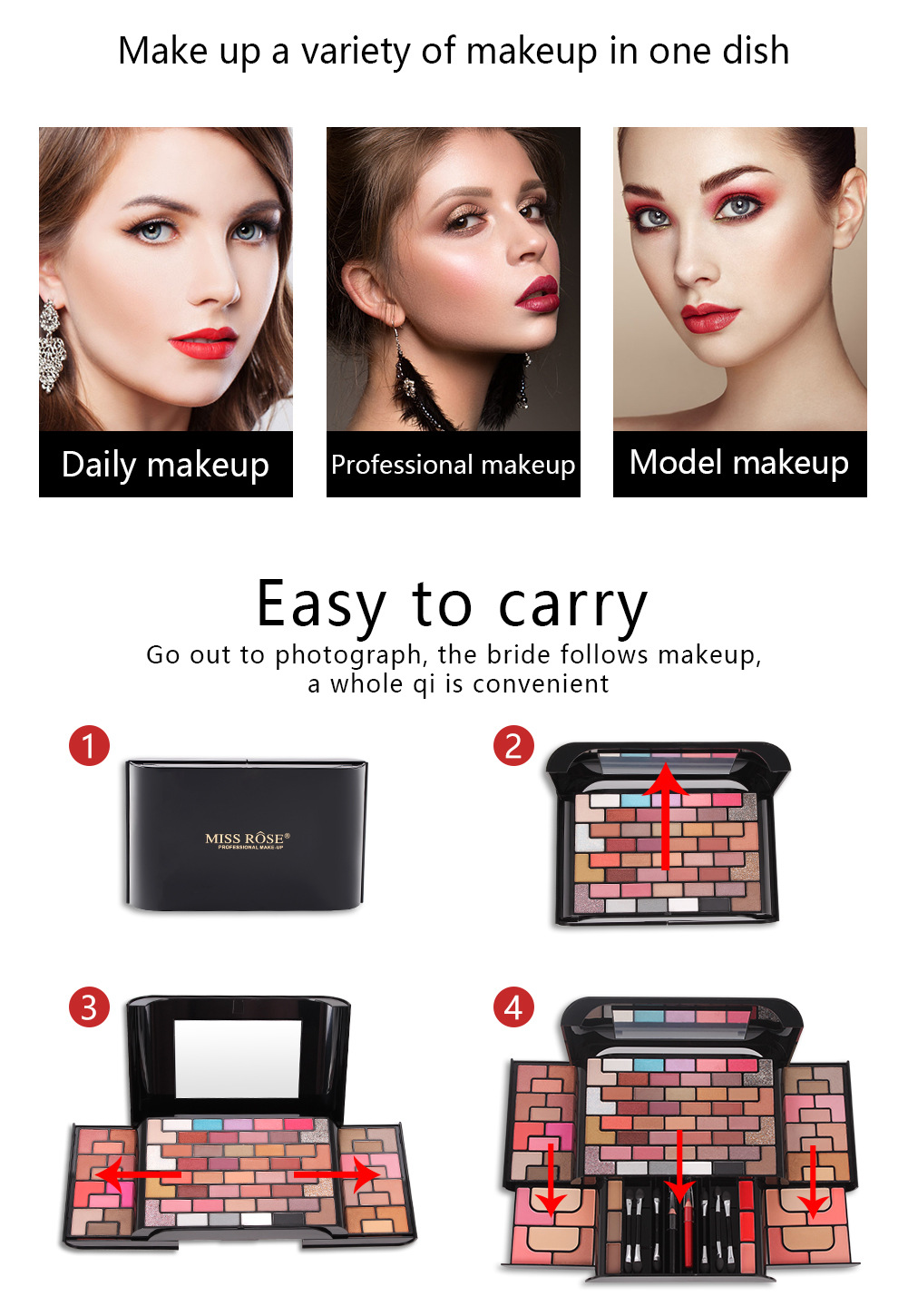 MISS ROSE68 màu phấn mắt 8 màu má hồng 4 màu phấn 3 màu lông mày son môi vàng gạch mê cung set set - Bộ trang điểm phấn phủ kiềm dầu innisfree