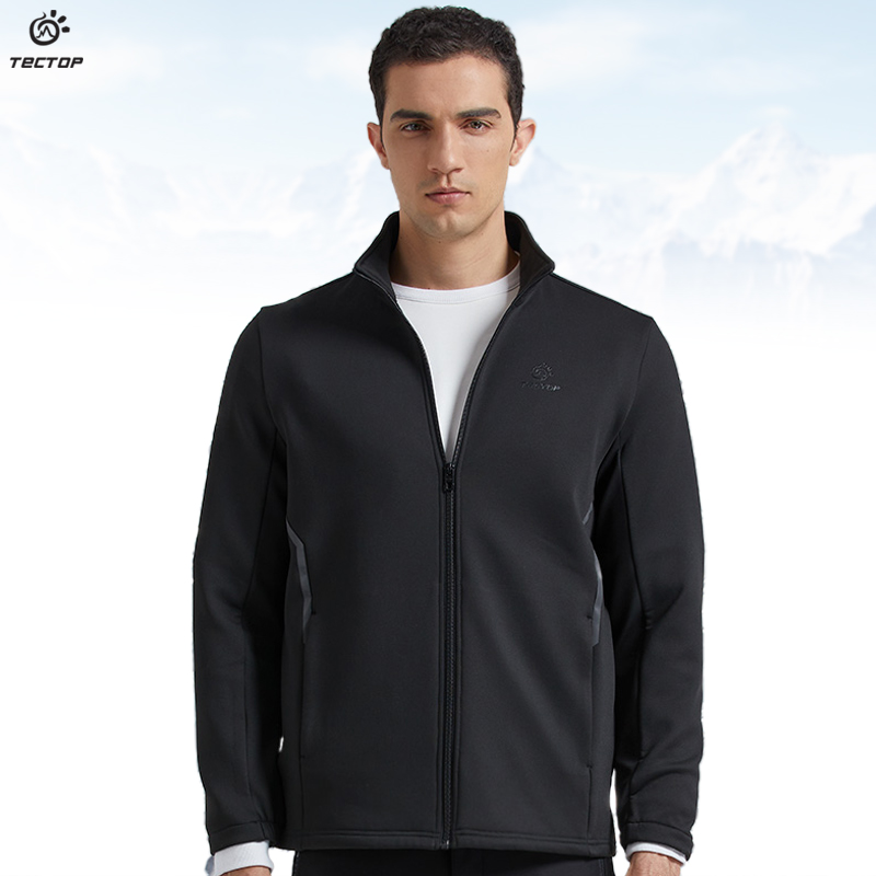 TECTOP explores outdoor autumn and winter stand collar soft shell men's windproof warm breathable hiking jacket