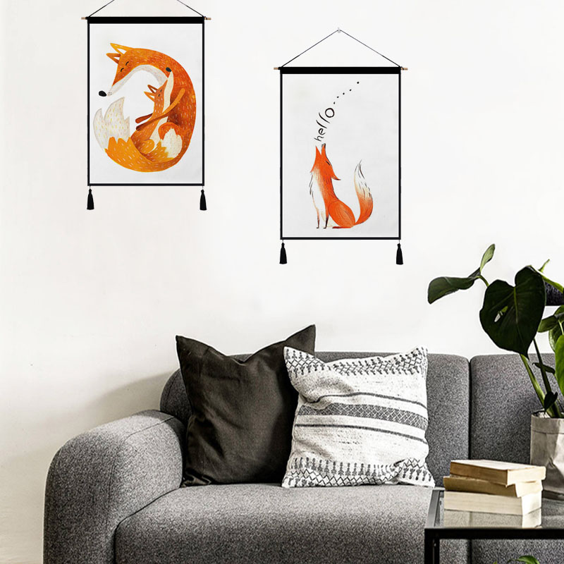 Bắc âu phim hoạt hình ins tấm thảm mét hộp bìa vải trang trí nền vải vẽ tranh tường tấm thảm phòng khách tấm thảm thảm treo tường 2m