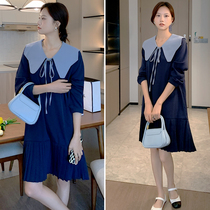 Autumn Gestational Woman Clothing Snowspun Dress Fashion Boomer Ocean Gas Minus 100 Pleated Dress Spring and Autumn Dress For Work Wear