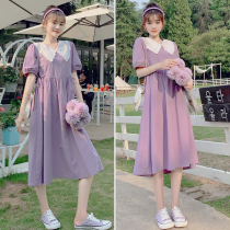 Pregnancy Woman Dress Summer Dress Fashion Dress Fashion style Ocean Gas Net Red Long Skirt not to be explicit in Korean version Loose Big Code Dresses