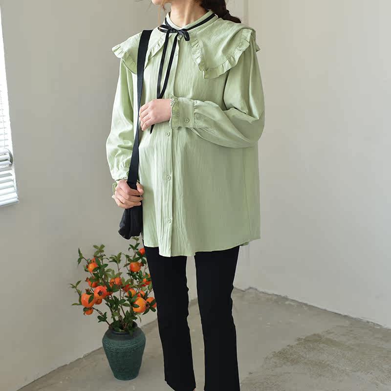 Pregnant women's blouses Spring and autumn style Fashion Shirts minus Wear Doll Sweatshirt Loose large size No Shirt Spring Gestational Woman Dress