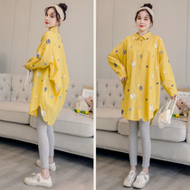 Net Red foreign air pregnant women fashion loose size shirt spring new coat set early spring large size shirt