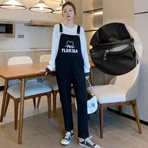 Pregnant Woman Back Belt Pants Spring Autumn Money Loose Casual Long Pants Sporty Pants Fall Outside Wearing Pants One-piece Pants Fashion woman