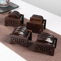 Ebony solid wood tea mat coaster Tea cup mat Kung Fu tea cup holder Tea holder combination Japanese tea set Tea ceremony accessories combination