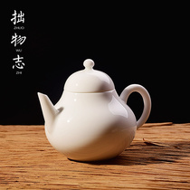 Jingdezhen white porcelain teapot ceramic single pot sweet and white glaze tea maker kung fu tea set home office retro