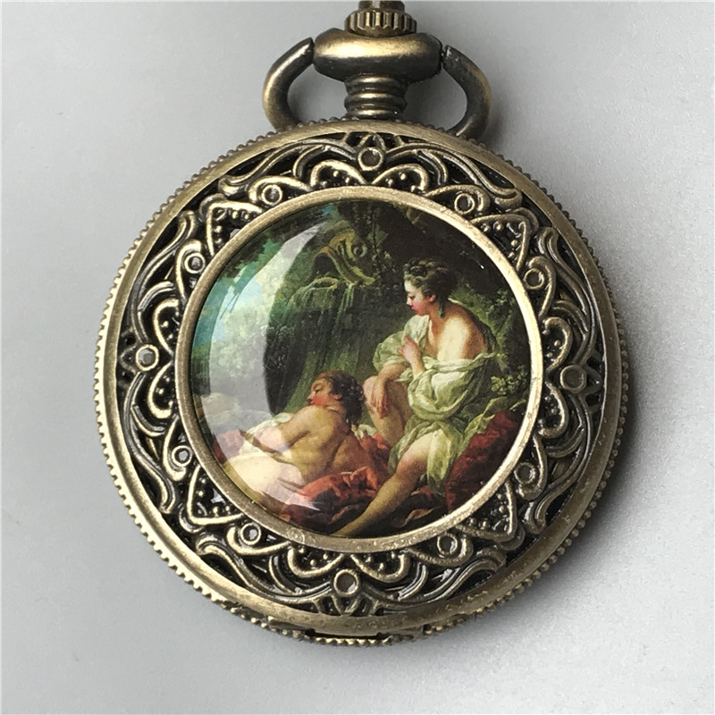 Pocket watch vintage automatic mechanical watch Antique pure copper simple old strap chain old watch single open men's and women's models