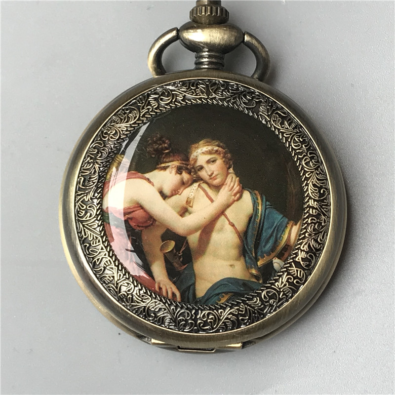 Retro nostalgic pocket watch fully automatic mechanical watch pure copper antique vintage strap chain old clock large commemorative edition