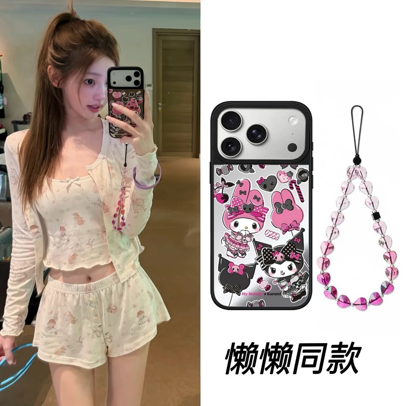 Lazy-Style Galaxy Astronaut Kuromi C Series Compatible iPhone 17 Pro Max Mirror Magnetic Magsafe Apple 16 Pro Cute 15 Plus Cartoon 14/13 Girl Phone Case