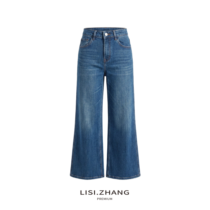 Lisi.Zhang--【Four-Way Stretch Straight-Leg Jeans】High-Waisted, Drapey, Straight-Cut, Slimming, Loose-Fitting, Floor-Length Pants Lisi.Zhang--【Four-Way Stretch Straight-Leg Jeans】High-Waisted, Drapey, Straight-Cut, Slimming, Loose-Fitting, Floor-Length Pants