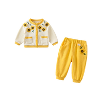 Fanhunting Girls Suit Autumn Clothes 2024 New Childrens Fashionable Baby Clothes Baby Two-piece Set Spring and Autumn Tide