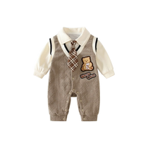 Fanhunting baby clothes autumn clothes newborn boy jumpsuits full moon and 100 days outing gentlemans one-year-old harem clothes spring and autumn