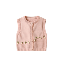 Fanhunting Girls Knitted Vest Autumn Clothing 2024 New Style Childrens Vest Baby Vest Outerwear Waistcoat Spring and Autumn