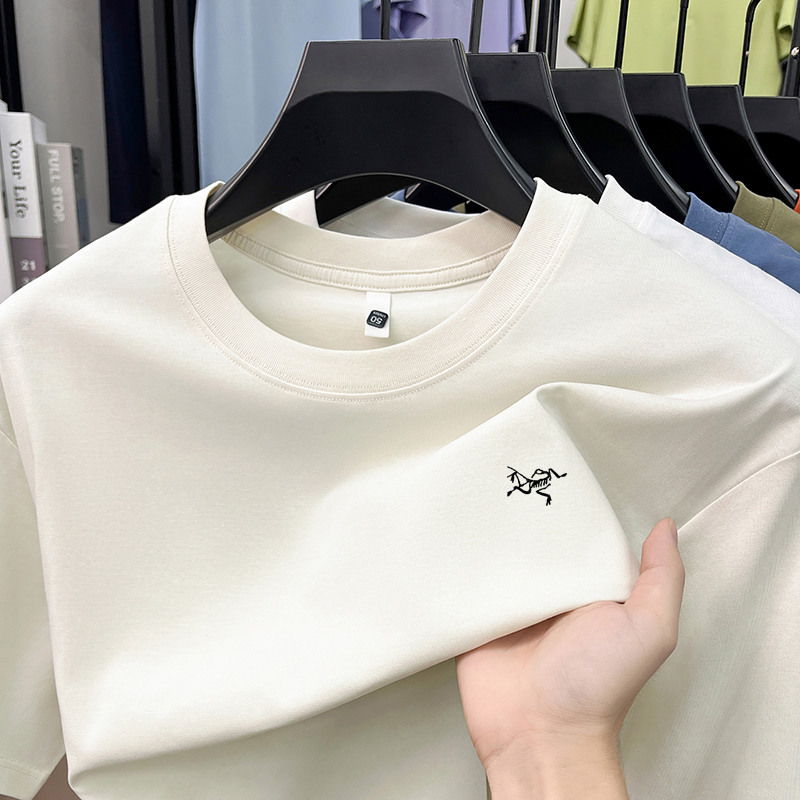 Outlet Discount Clearance 2026 Summer New Embroidered Bird Design Short-Sleeve T-Shirt for Men, Round Neck, Pure Cotton, for Young and Middle-Aged Men