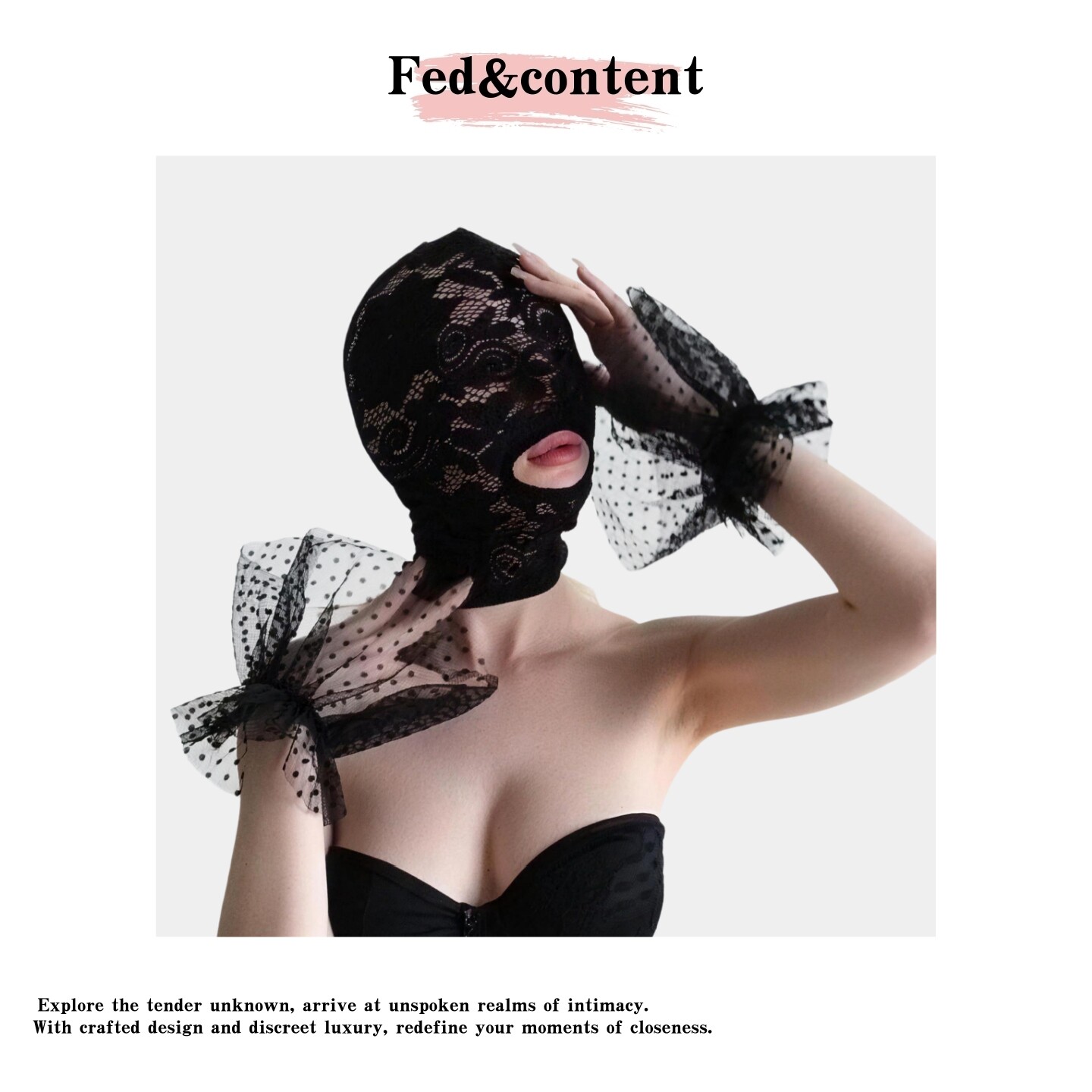 Breathable full-coverage hood, lace mesh fishnet veil, role-playing elastic cosplay mask