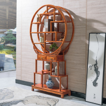 Bogu frame swing piece New Chinese solid wood multi-treasure cabinet display of tea frame small round elm wood partition shelve shelf