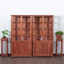 Glass door display cabinet Chinese solid wood bookcase antique bookcase disposal cabinet Bogu frame wine cabinet furniture Easy
