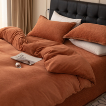 Thickened velvet bed cover four-piece winter warm milk velvet coral fleece sheet quilt cover flannel three-piece set