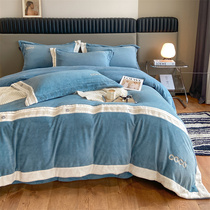 A class mother and baby milk velvet bed four-piece winter thickened coral fleece bed sheet quilt cover double-sided flannel bedding