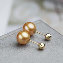 Qinxin jewelry natural sea water is round pearl temperament G18K gold stud earrings earrings fashion wild send girlfriend jewelry