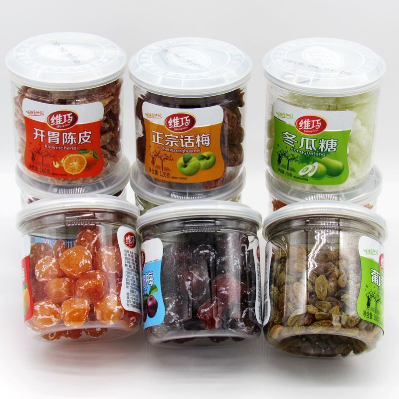 Wei Qiaohua plum 220g*3 cans of orchard legend appetizing tangerine peel, milk plum, candied fruit, preserved fruit, dried plum snacks
