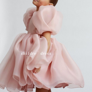 Children model catwalk female style dress with tutu skirt