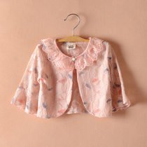 2021 Spring and Summer New Cotton Lace Thin Girls Mid-Sleeve Shawls Childrens Dress Tide
