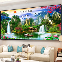 Cross-stitch 2021 new water landscape landscape landscape large living room atmosphere self-embroidered hand-embroidered