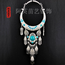 Aying Miao art collar female ancient style Hanfu silver jewelry peacock neck belt National style pure handmade retro performance accessories