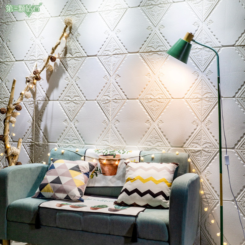 European geometric wall stickers 3D three-dimensional self-adhesive wallpaper TV background wall warm wall decoration waterproof stickers B6