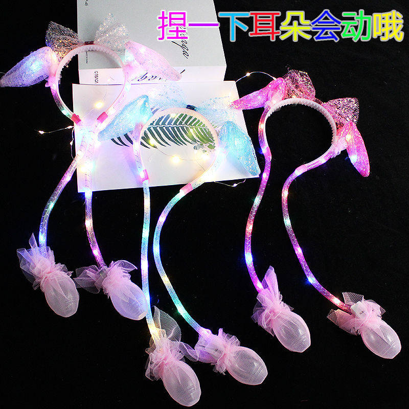 Summer Light Sequin Rabbit Ears will move Hair Stirrups Cartoon Air Bag Ears Will Move Rabbit Ears Shake Sound Selling Mentors