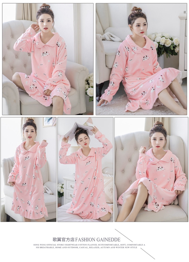 Váy ngủ nhung nữ mùa đông flannel đồ ngủ nữ công chúa mùa đông phụ nữ mang thai kích thước lớn chất béo mm200 kg dài váy ngủ cao cấp