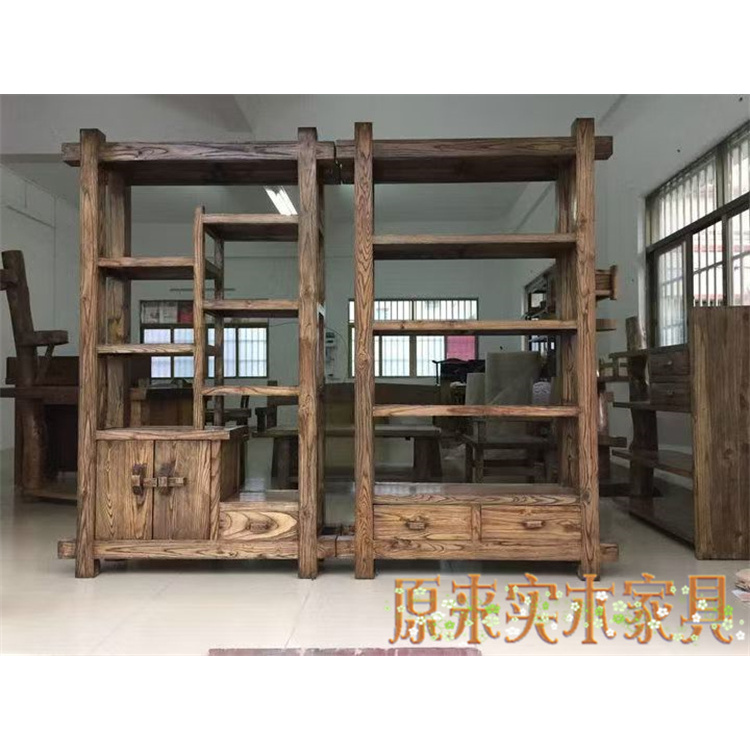 Yl018 Old Elm Antique Display Shelf Solid Wood Chinese-Style Multi-Compartment Shelf Tea Rack Display Rack Bookshelf