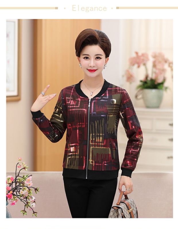 Áo khoác mùa thu cho mẹ trung niên 2018 mới 40 tuổi 50 trung niên mùa xuân và áo khoác ngắn mùa thu đồ mặc nhà trung niên