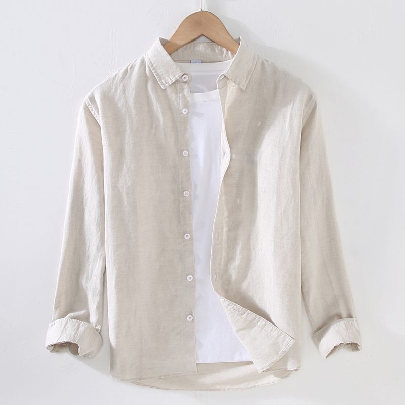 Men's Linen Long-Sleeved Shirt, Linen Men's Clothing, Japanese Casual Loose Cotton and Linen Shirt, Spring and Summer Outerwear Shirt Men's Linen Long-Sleeved Shirt, Linen Men's Clothing, Japanese Casual Loose Cotton and Linen Shirt, Spring and Summer Outerwear Shirt