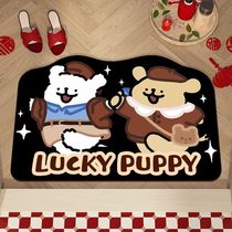 Cute lines puppy bathroom water-absorbent anti-slip quick-drying diatom mud bathroom toilet entrance door floor mats