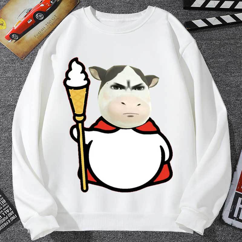 Cute Cow Emoji Hoodie for Men and Women, K-Cow Ranch Story, Qincheng Student Clothing