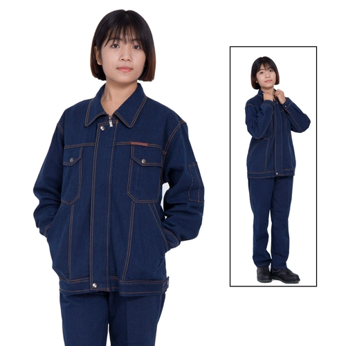 Хлопковый джинсовый комбинезон, комплект, увеличенная толщина, защита от ожогов, оверсайз