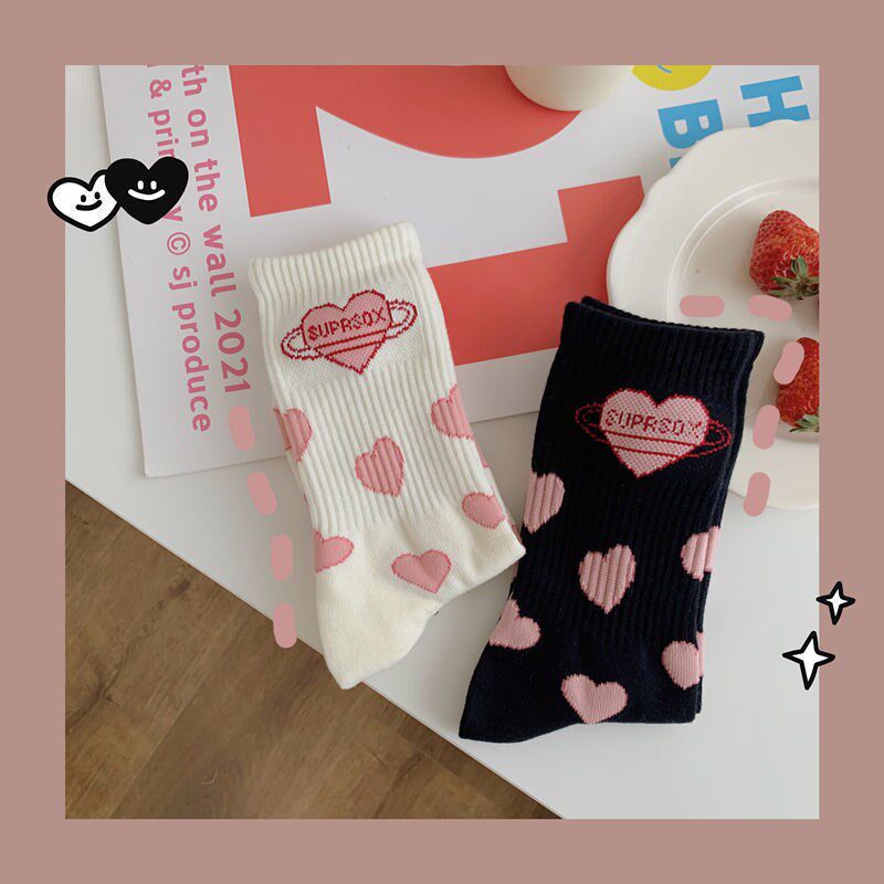 Korean socks summer female Korean version in the tube ins tide love Japanese cute student white jk net red long cotton socks