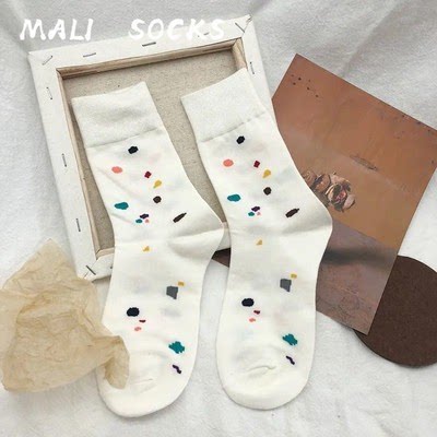 Socks in Socks in Tide Simple Impact Strip Letter in Socks Japanese College Style Cotton
