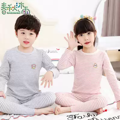 Children's warm clothes set Baby autumn clothes sanitary pants men and women children autumn and winter low-collar pure cotton underwear boys and children wear inside