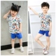 Mùa hè trẻ em phù hợp với tay áo ngắn Quần short nhà 100% cotton nam và nữ quần áo trẻ em ngắn tay hai mảnh