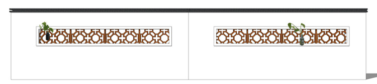 新中式徽派苏州园林风格庭院围墙铁艺防护栏窗花草图大师SU模型