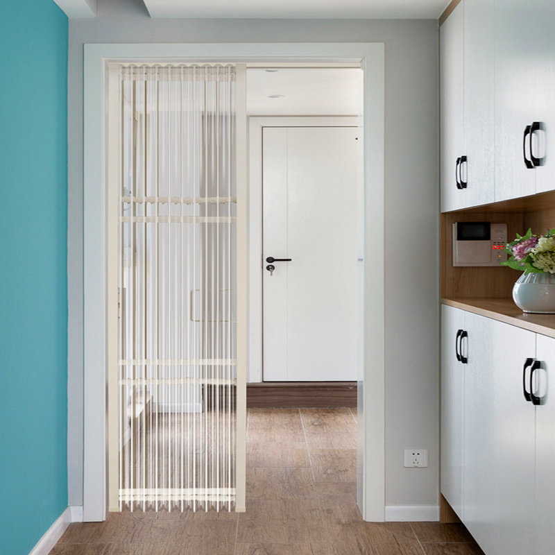 Japanese style PVC folding sliding door Kitchen transparent invisible door Bedroom living room balcony partition Powder room custom door