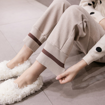 Pregnant women with abdominal hair and pants in spring and autumn wear pants loose bearing foot sports leisure grandmother pants autumn and winter dress