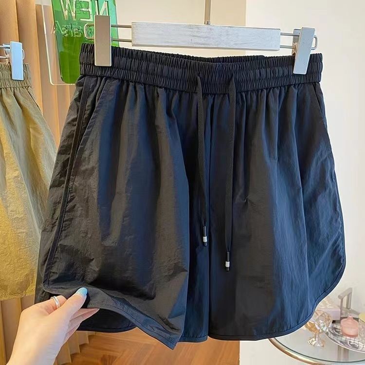 Summer Five-Point Ice Silk Shorts, Quick-Drying Fabric, Elastic Sports Shorts, Women's Wide-Leg Pants, Casual Breathable Beach Pants