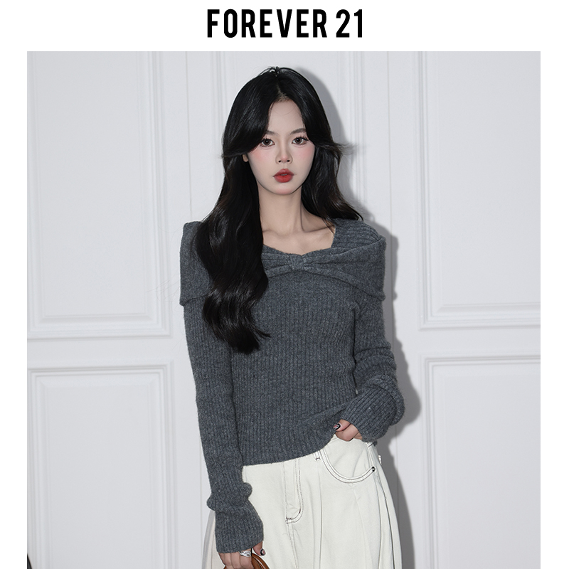 Forever 21 Stylish Gray Off-Shoulder Knit Top for Women, Unique Sweater, Slim Fit Base Layer, Distinctive Top Forever 21 Stylish Gray Off-Shoulder Knit Top for Women, Unique Sweater, Slim Fit Base Layer, Distinctive Top